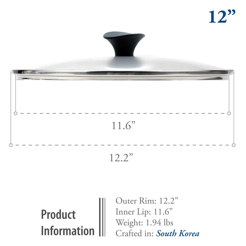 TECHEF 12 Inch Tempered Glass Lid â€“ Lid for 12â€ Pans and Skillets â€“ Steam Vent, Oven & Dishwasher Safe â€“ Tempered Glass â€“ Made in Korea - Image 2